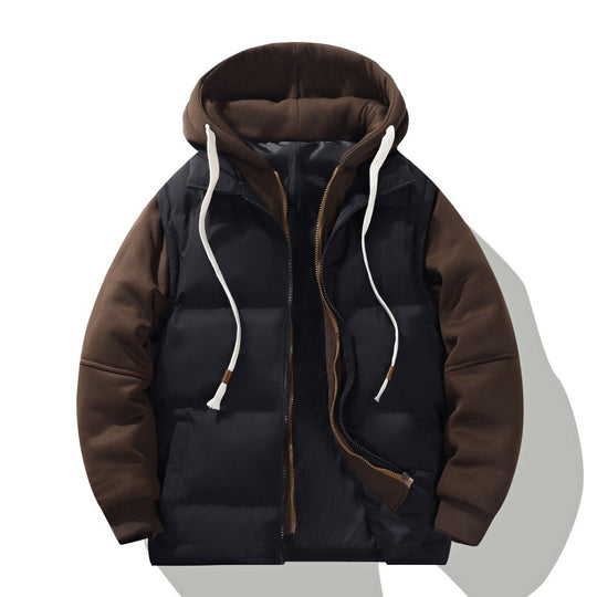 Herren zweilagige Kapuzen-Steppjacke mit abnehmbarer Wattierung und weichen Ärmelpanelen EB
