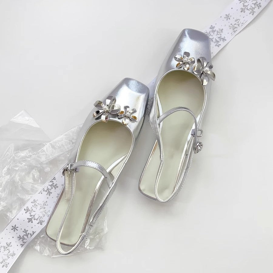 Damen Slingback-Pumps mit glamourösem Blumenschmuck und stilvollem Design EB