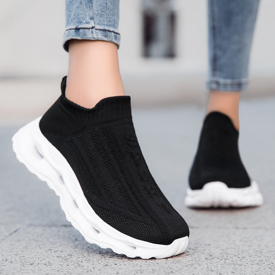 Damen Sportliche Strick-Sneaker mit elastischem Schaft und rutschfester Sohle EB