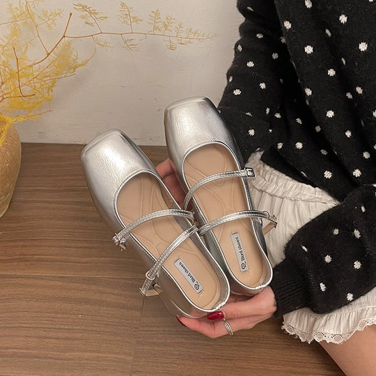 Damen Ballerina-Pumps mit modischem Riemchen und verstellbarem Schnallenverschluss EB