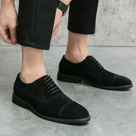 Herren elegante Veloursleder Oxford-Halbschuhe mit Kaptoefen-Detail, gepolstertem Komfortfußbett und rutschfester Gummisohle EB