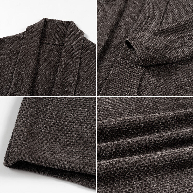 Herren nan offener Strickmantel mit weitem Fallendem Schalkragen und aufgesetzten Eingrifftaschen EB