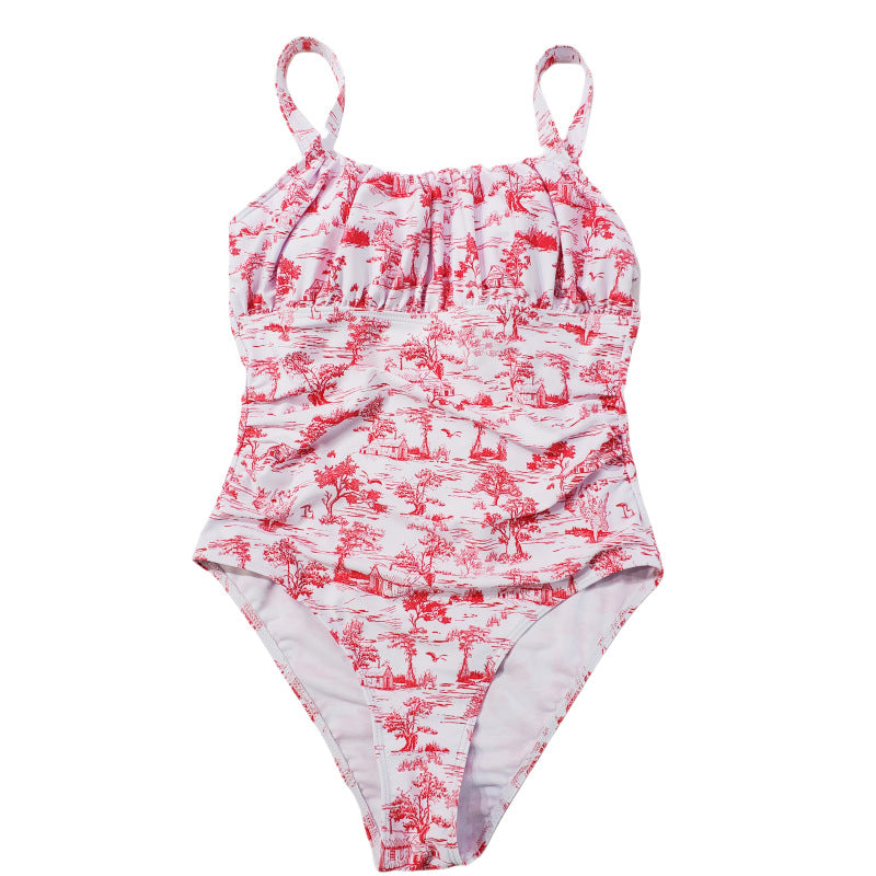 Damen einteiliger Badeanzug mit floralem Muster EB