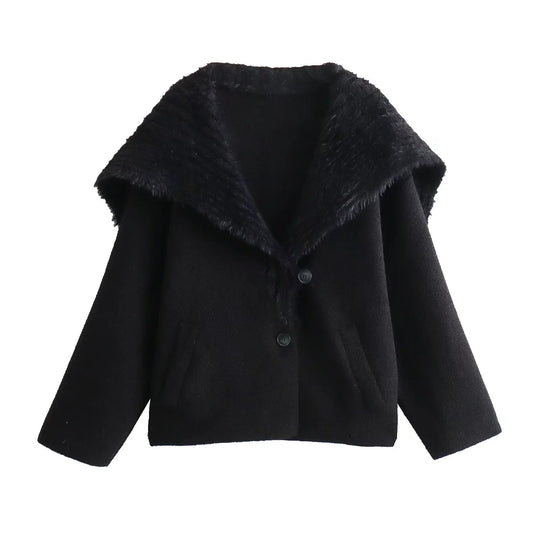 Damen Kuschelige Fleecejacke mit breitem Kragen EB