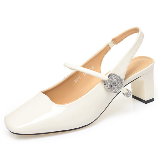 Damen Slingpumps mit modischem Strassakzent und bequemem Blockabsatz EB