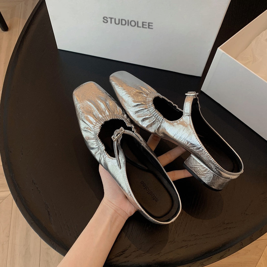 Damen elegante Slingback-Ballerinas mit modischem Rüschendesign EB