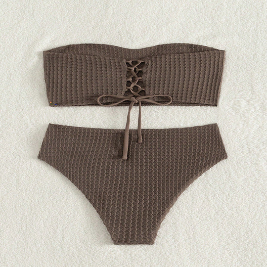 Damen Bandeau-Bikini mit raffiniertem Schnürdetail EB