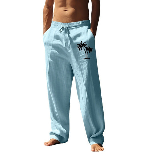 Herren Bequeme Strandhose mit seitlichem Palmendruck EB