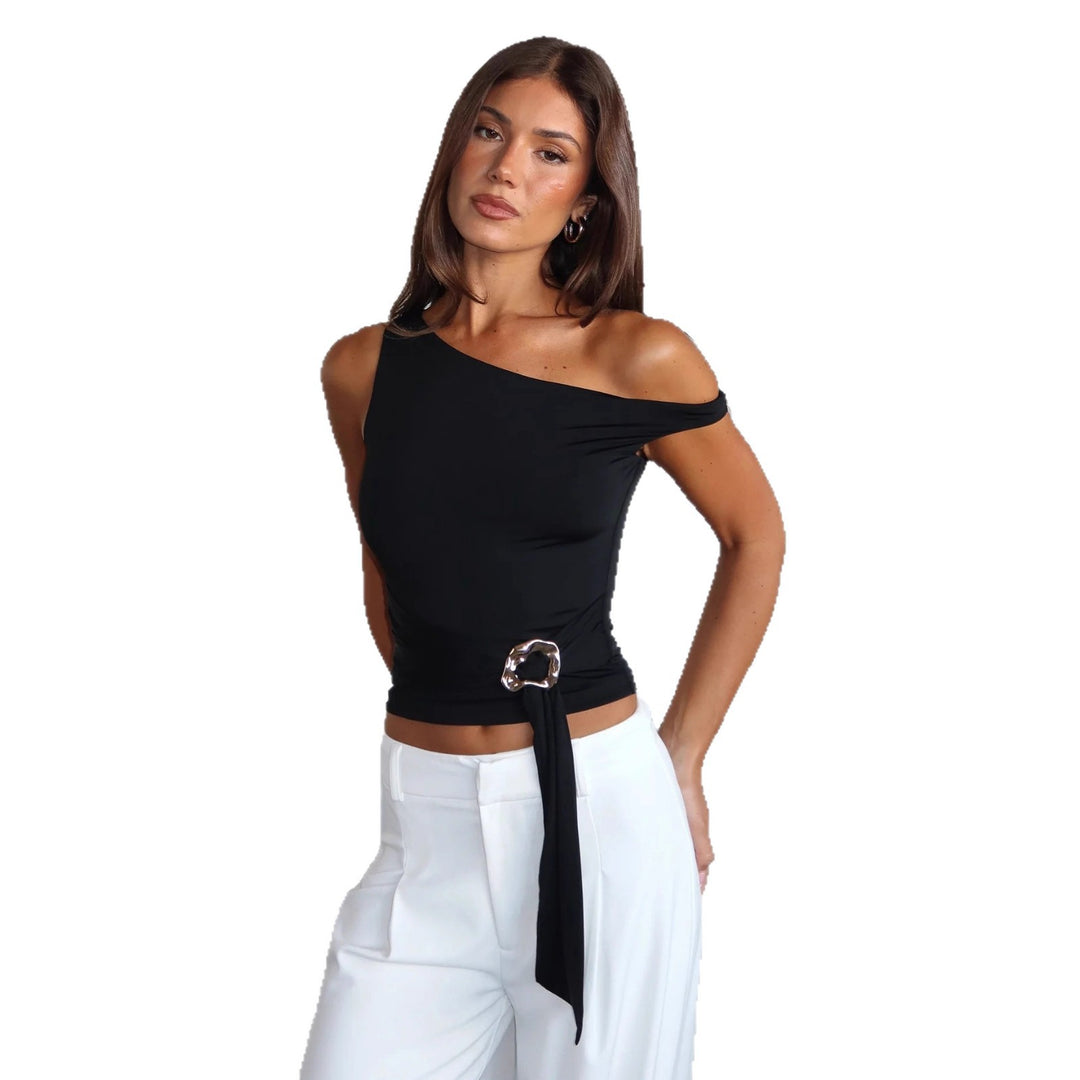 Damen asymmetrisches Oberteil mit Statement-Bund EB