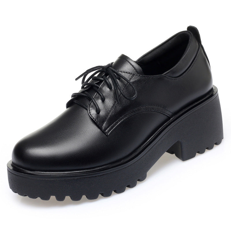 Damen Komfortable Schnürschuhe mit klobigem Absatz und rutschfester Sohle EB