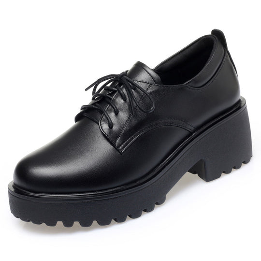 Damen Komfortable Schnürschuhe mit klobigem Absatz und rutschfester Sohle EB