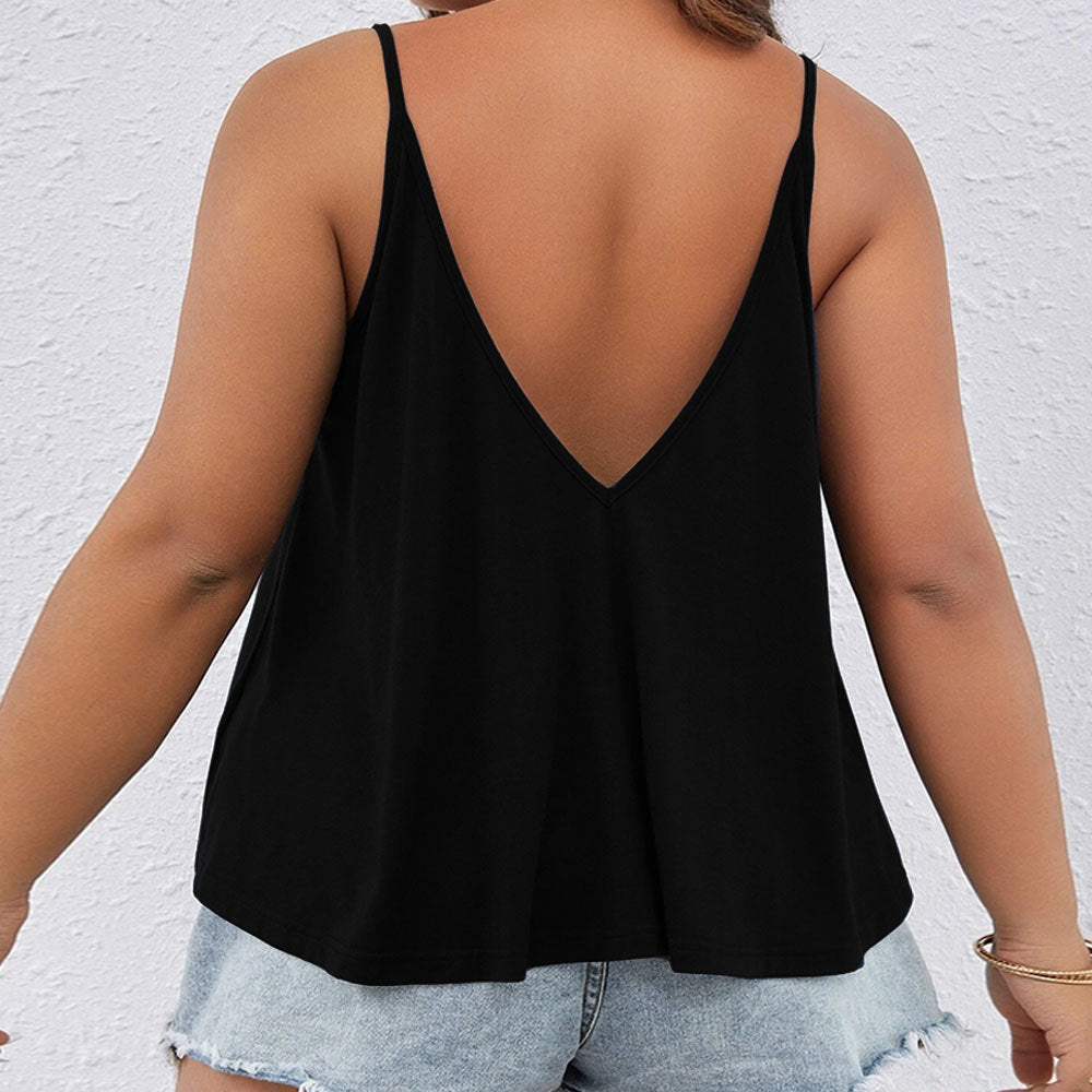 Damen V-Ausschnitt Tanktop mit Knopfdetails und schwingendem Saum EB