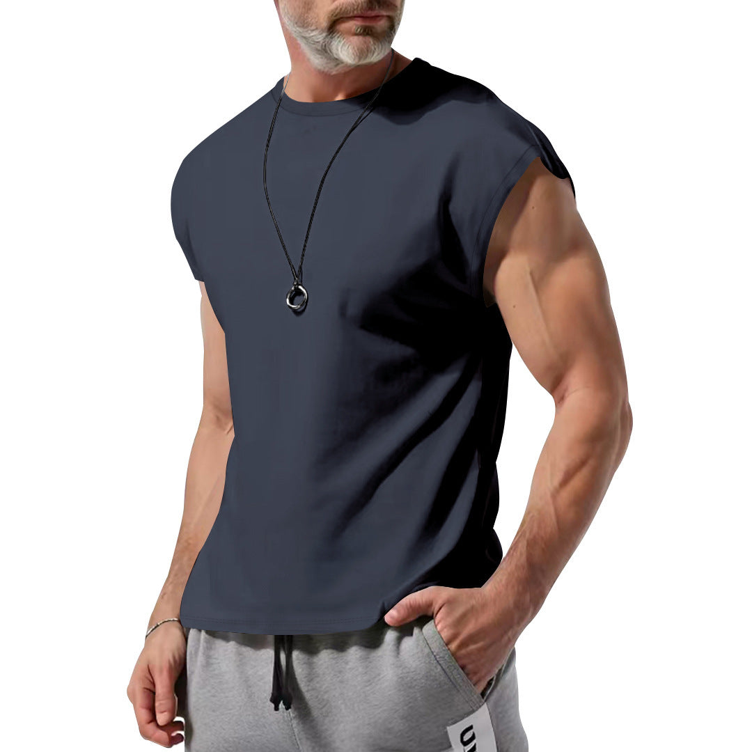 Herren schickes ärmelloses T-Shirt aus atmungsaktivem Baumwollmix EB