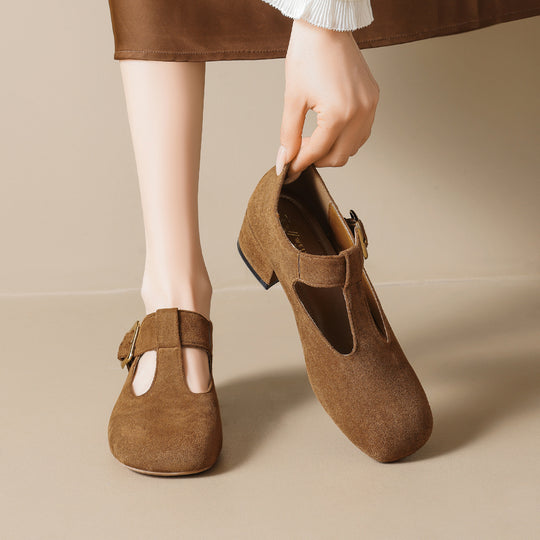 Damen modische Ballerinas mit eleganter Schnallenapplikation EB