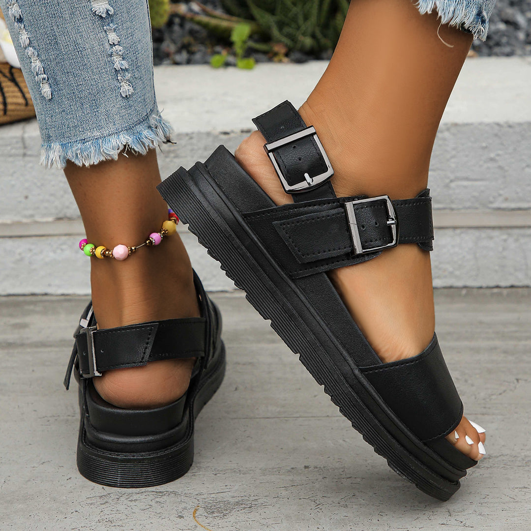 Damen Trendige Komfort-Sandalen mit verstellbarem Riemen und rutschfester Sohle EB