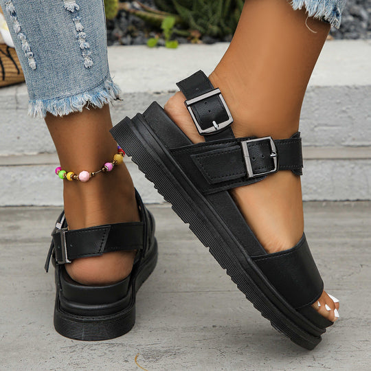 Damen Trendige Komfort-Sandalen mit verstellbarem Riemen und rutschfester Sohle EB