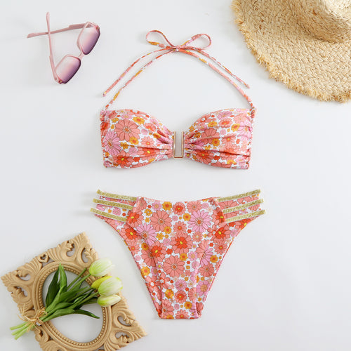 Damen Bikini-Set mit modischen Rüschen und verstellbaren Trägern EB