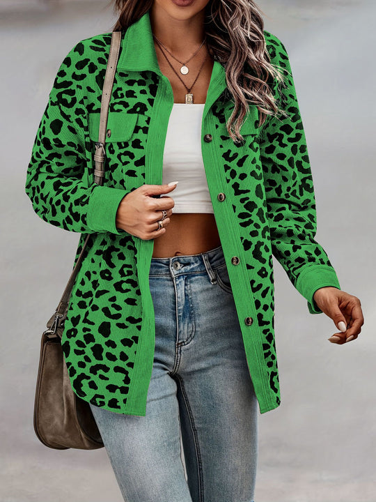 Damen modische Leoprint Overshirt EB