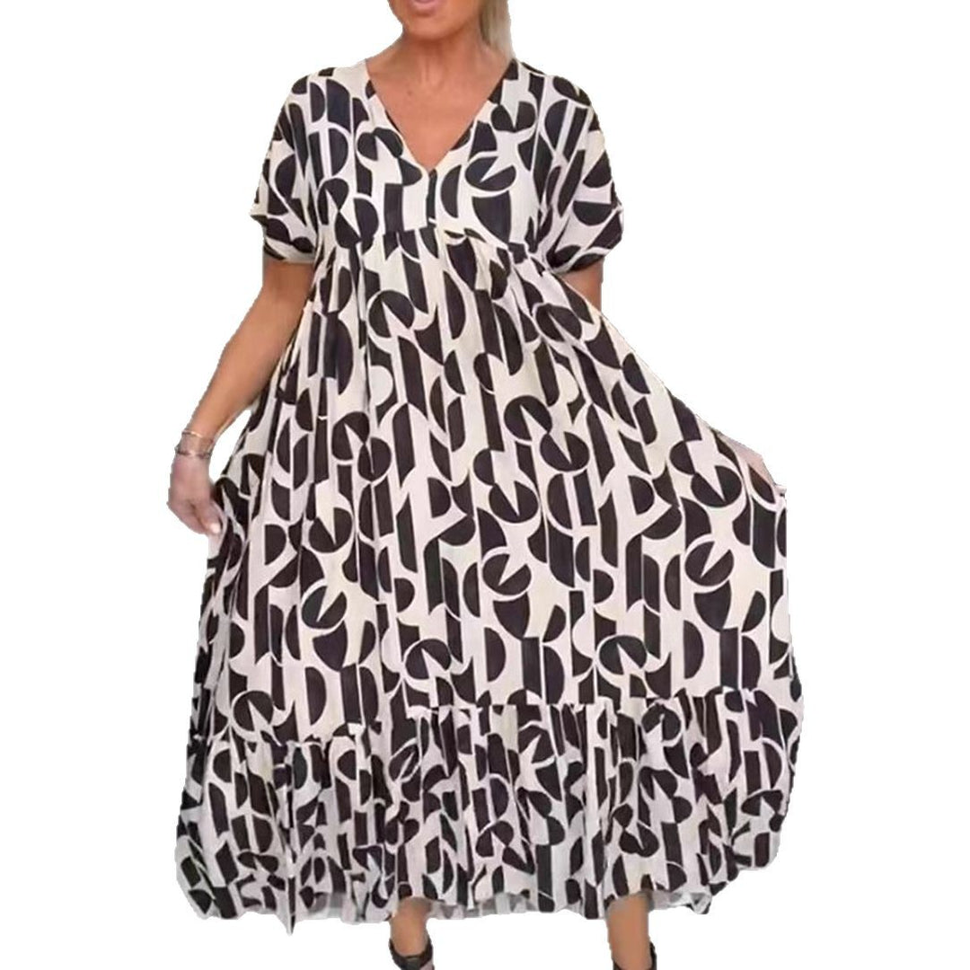 Damen Maxikleid mit modernem grafischen Design Heidi-Mode