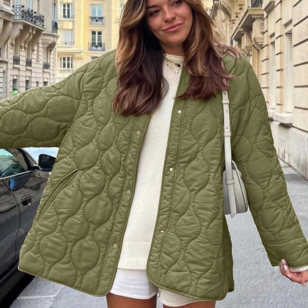 Damen Lässige Steppjacke mit praktischen Taschen und lässigem Schnitt EB