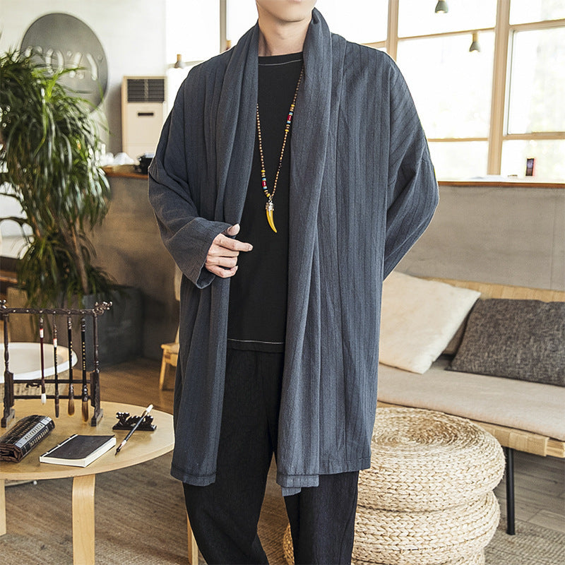 Herren lässige Kimono-Jacke mit elegantem Schnitt und weichem Gewebe EB