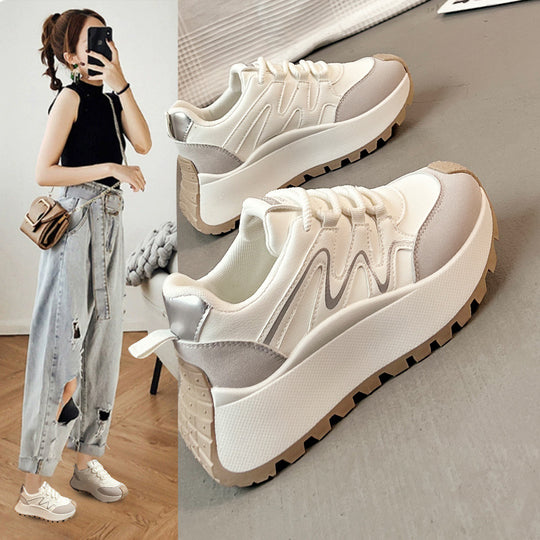 Damen Bequeme Sneakers mit modischer Plateau-Sohle EB
