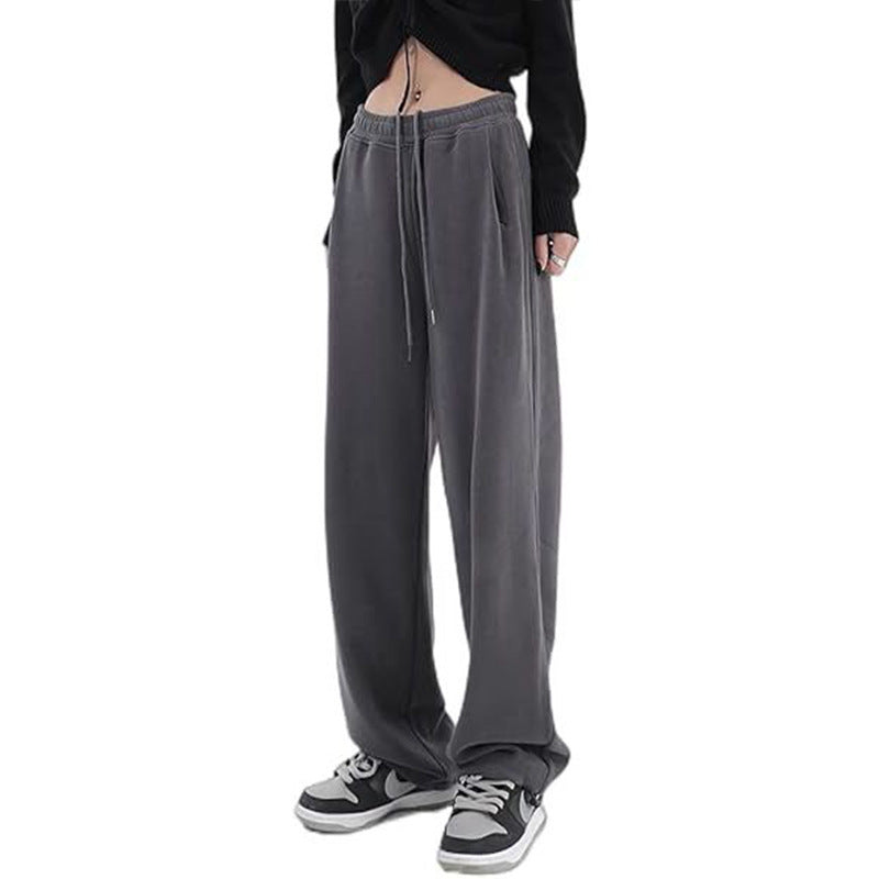 Damen nan locker fallende Sweatpants mit extra weitem Bein, hohem Bund und Kordelzug EB