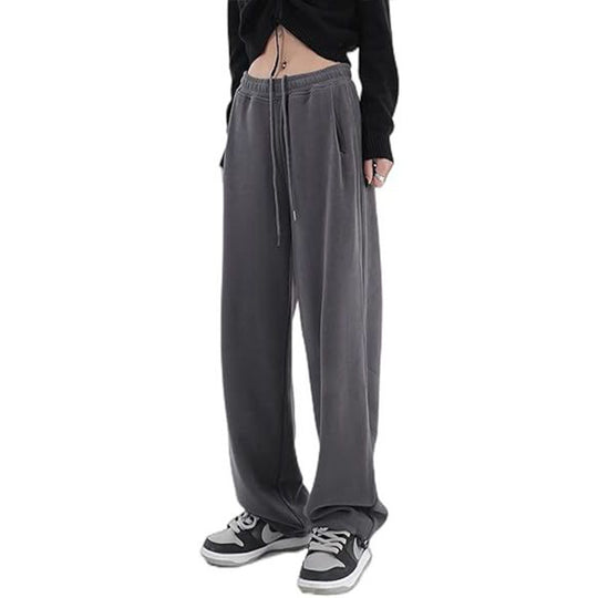 Damen nan lockerfallende Palazzohose aus Sweat mit hochgeschnittenem Komfortbund, Tunnelzug und seitlichen Eingrifftaschen EB