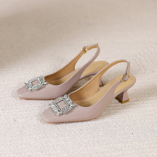 Damen Slingback-Pumps mit funkelndem Schmuckelement EB