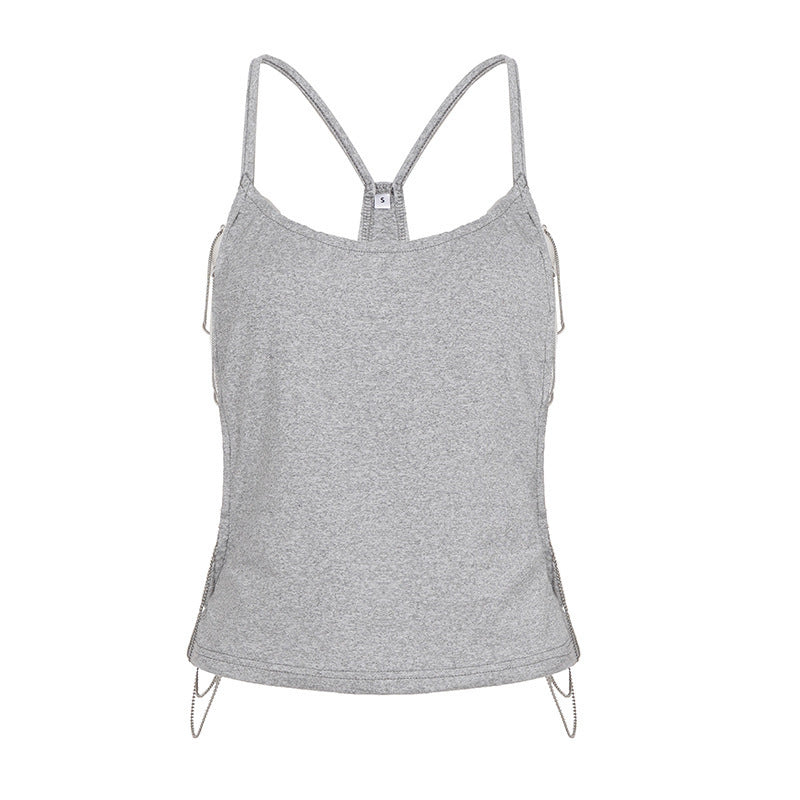 Damen lässiges Sporttop mit verstellbaren Trägern und dekorativem Detail EB