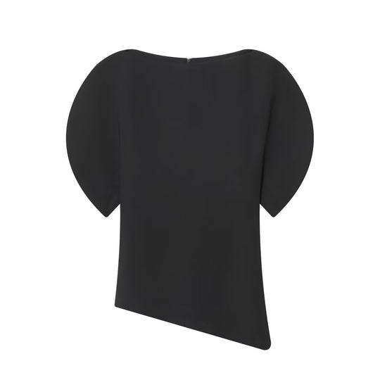 Damen asymmetrisches Oberteil mit innovativen Volantärmeln EB