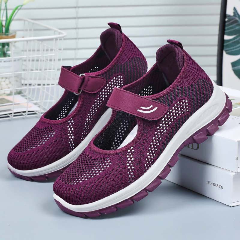 Damen Komfortable Ballerinas mit flexiblem Klettverschluss EB