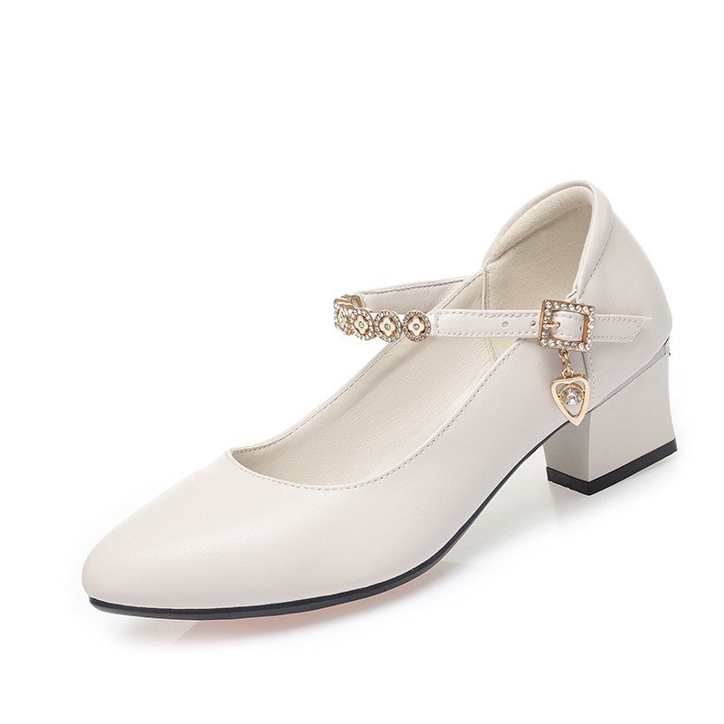 Damen elegante Pumps mit modischer Riemchenverzierung und bequemem Blockabsatz EB