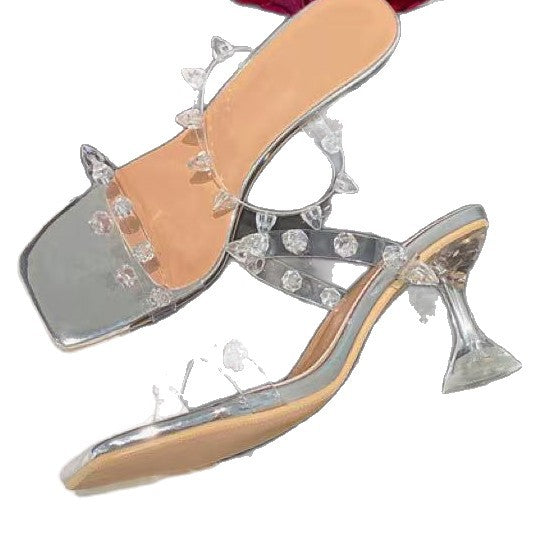 Damen Transparente High Heels mit edlem Glanz EB