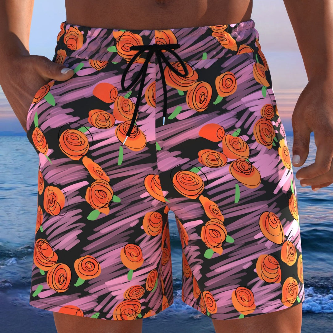Herren Badeshorts mit modernem Streifen-Design und elastischem Bund EB