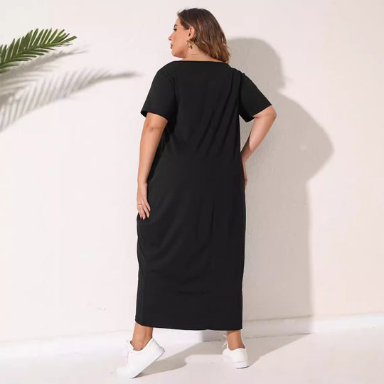 Damen lässiges Maxikleid mit seitlichen Taschen und bequemem Schnitt EB