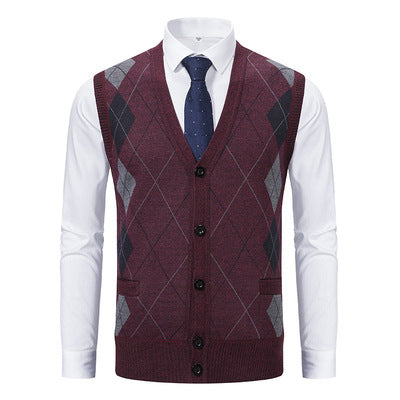 Herren modische Strickweste mit Karomuster EB