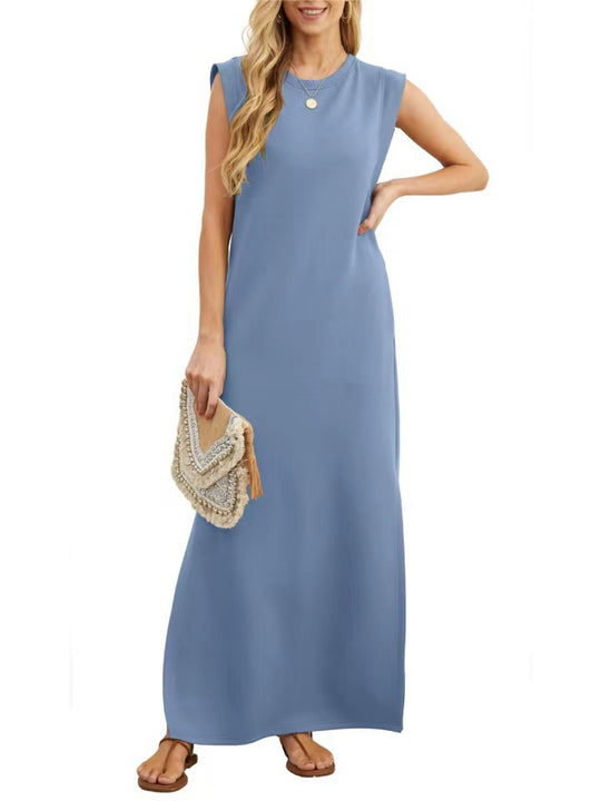 Damen Maxikleid mit modernen Schulterdetails und fließendem Schnitt EB