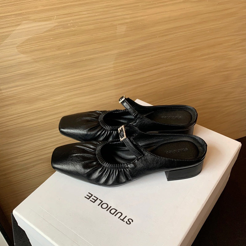 Damen elegante Slingback-Ballerinas mit modischem Rüschendesign EB