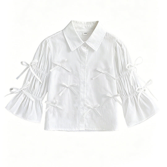 Mädchen Bluse mit Rüschendetails und Schleifen EB