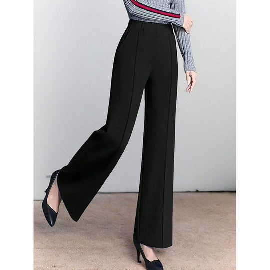 Damen Hochtaillierte Palazzo-Hose mit seitlichen Falten EB