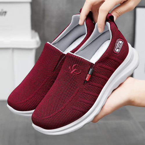 Herren nan atmungsaktiver gestrickter Slip-On Sneaker mit elastischem Einstieg und stoßdämpfender EVA-Zwischensohle EB