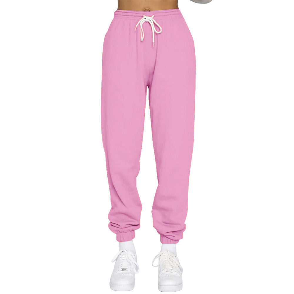 Damen nan High‑Waist Relax-Jogginghose mit elastischem Komfortbund, Kordelzug und gerippten Knöchelbündchen EB