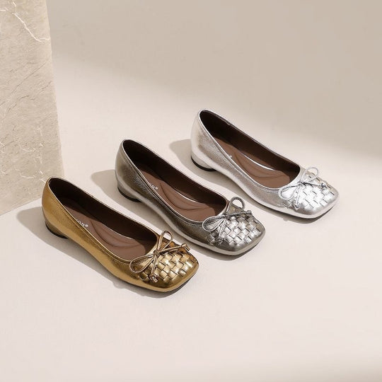 Damen Elegante Ballerinas mit geflochtener Vorderseite und bequemer Sohle EB