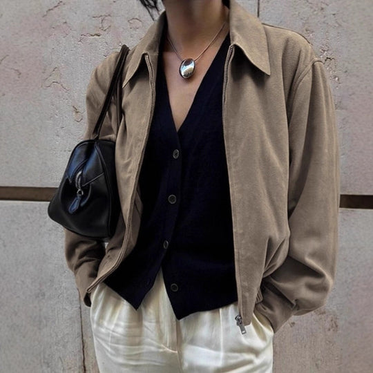 Damen Lässige Oversized Jacke aus weichem Material EB