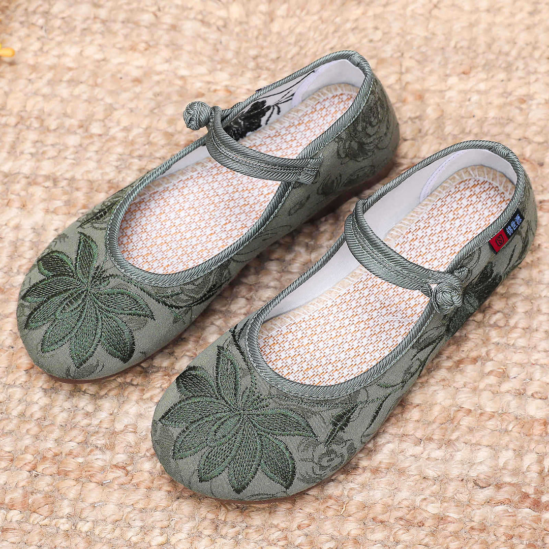 Damen Modische Ballerinas mit floralem Stickdesign EB