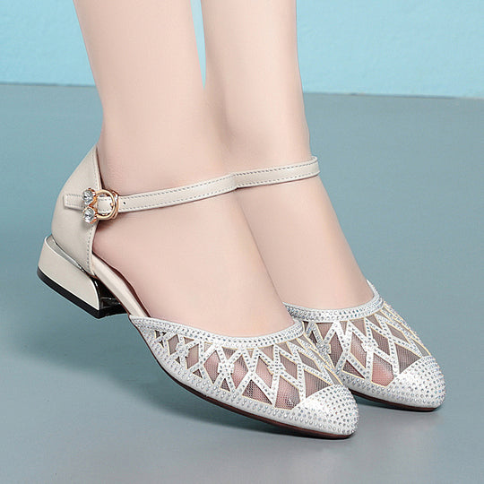Damen Ballerinas mit elegantem Riemchen und modischem Strassdetail EB