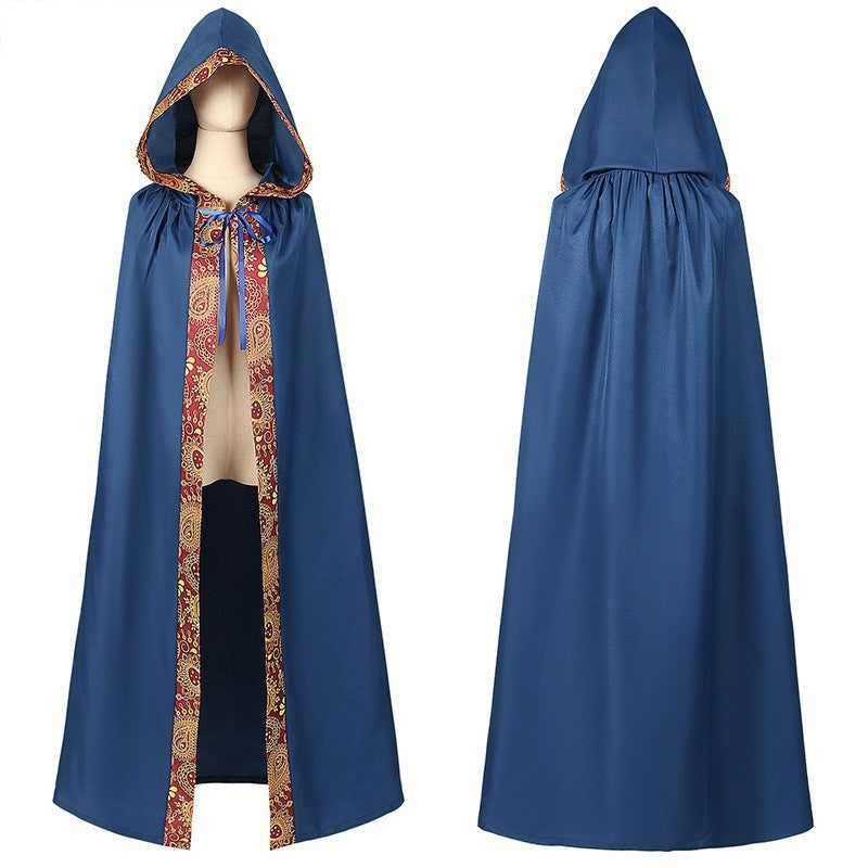 Unisex nan mehrschichtiger Kapuzenumhang mit weitem Fall und Satinbandverschluss Eb