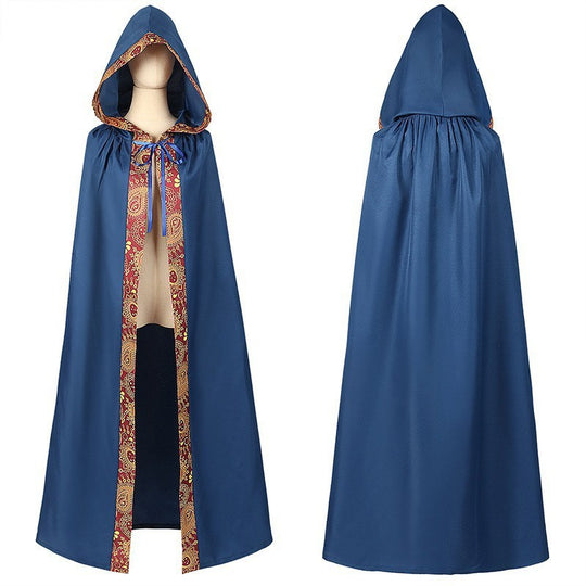 Unisex nan mehrschichtiger Kapuzenumhang mit weitem Fall und Satinbandverschluss Eb