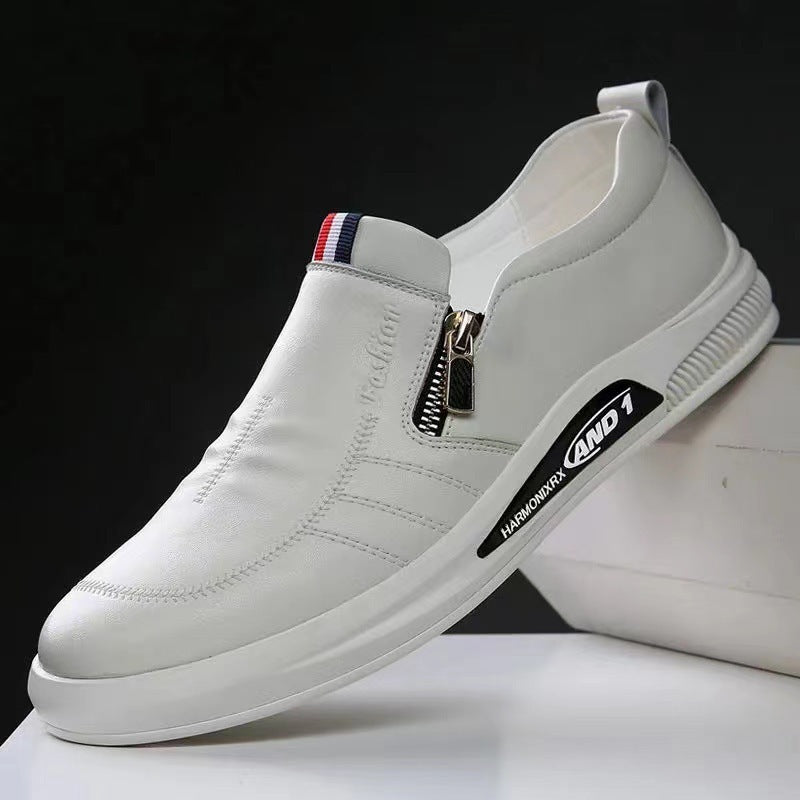 Herren Komfortable Slip-On Leder-Sneaker mit dezentem Reißverschluss und flexiblem Sohlenprofil EB